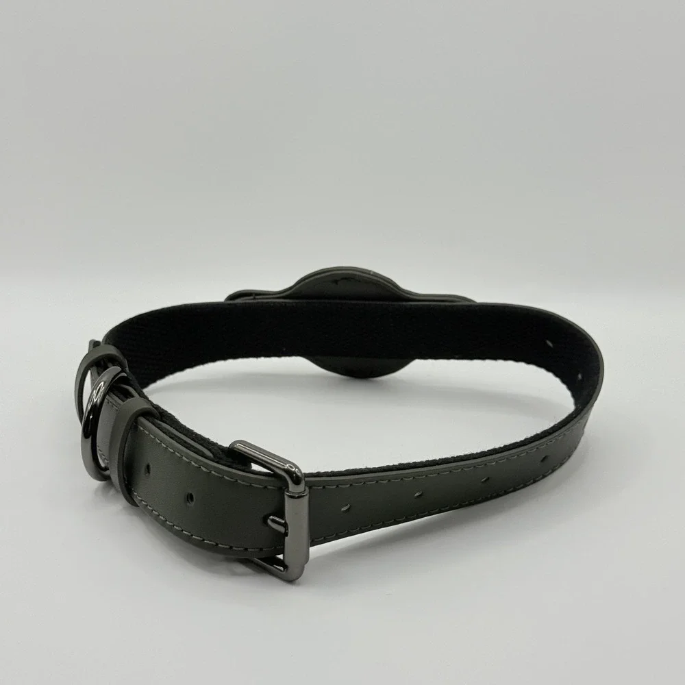 MODUS Adjustable Dog Collar with AirTag Holder Olive Green Size L 12.5-21